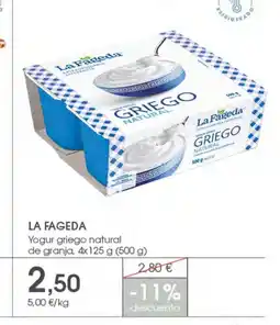 Supermercados Plaza LA FAGEDA Yogur griego natural de granja oferta