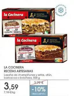 Supermercados Plaza LA COCINERA Lasaña de champiñones y setas, atún, barbacoa o boloñesa oferta