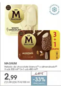 Supermercados Plaza MAGNUM Helado de chocolate blanco o almendrad oferta