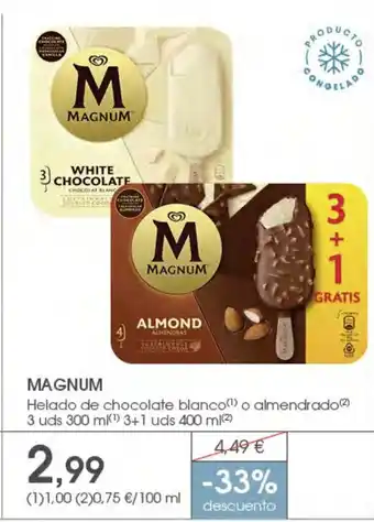 Supermercados Plaza MAGNUM Helado de chocolate blanco o almendrad oferta