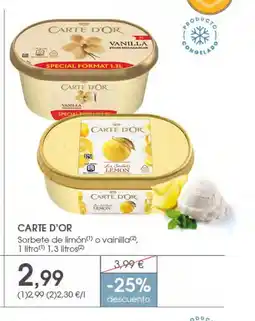 Supermercados Plaza CARTE D'OR Sorbete de limón oferta