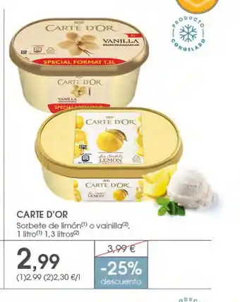 Supermercados Plaza CARTE D'OR Sorbete de limón oferta