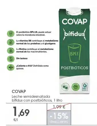 Supermercados Plaza COVAP Leche semidesnatada bífidus con postbióticos oferta