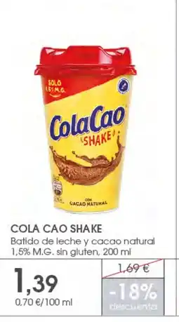 Supermercados Plaza COLA CAO SHAKE Batido de leche y cacao natural 1,5% M.G. sin gluten oferta