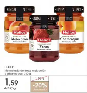 Supermercados Plaza HELIOS Mermelada de fresa, melocotón o albaricoque oferta