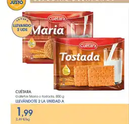 Supermercados Plaza CUÉTARA Galletas Maria o tostada oferta