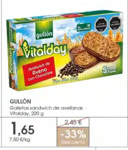 Supermercados Plaza GULLÓN Galletas sandwich de avellanas Vitalday oferta