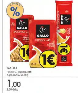 Supermercados Plaza GALLO Fideo 0, espaguetti o pluma 6 oferta