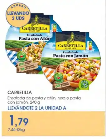 Supermercados Plaza CARRETILLA Ensalada de pasta y atún, rusa o pasta con jamón oferta