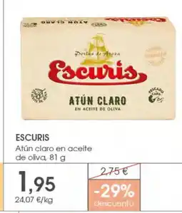 Supermercados Plaza ESCURIS Atún claro en aceite de oliva oferta