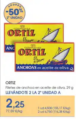 Supermercados Plaza ORTIZ Filetes de anchoa en aceite de oliva oferta