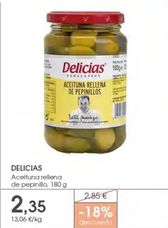Supermercados Plaza DELICIAS Aceituna rellena de pepinillo oferta