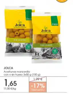 Supermercados Plaza JOLCA Aceitunas manzanilla con o sin hueso oferta