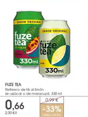 Supermercados Plaza FUZE TEA Refresco de té al limón sin azúcar o de maracuyá oferta