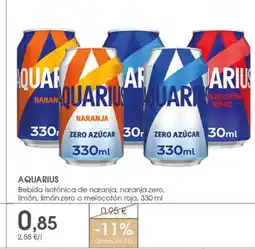 Supermercados Plaza AQUARIUS Bebida isotónica de naranja, naranja zero, limón, limón zero o melocotón rojo oferta
