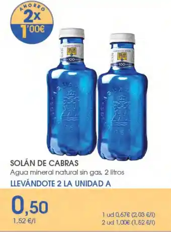 Supermercados Plaza SOLÁN DE CABRAS Agua mineral natural sin gas oferta