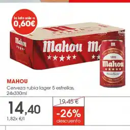Supermercados Plaza MAHOU Cerveza rubia lager 5 estrellas oferta