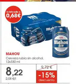 Supermercados Plaza MAHOU Cerveza rubia sin alcohol oferta