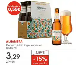 Supermercados Plaza ALHAMBRA Cerveza rubia lager especial oferta