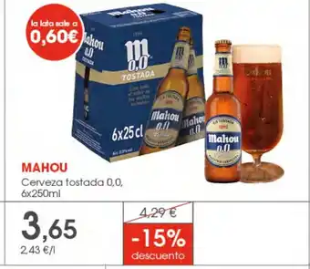 Supermercados Plaza MAHOU Cerveza tostada 0,0 oferta