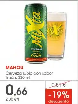 Supermercados Plaza MAHOU Cerveza rubia con sabor limón oferta