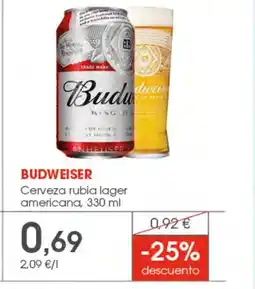 Supermercados Plaza BUDWEISER Cerveza rubia lager americana oferta