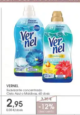 Supermercados Plaza VERNEL Suavizante concentrado Cielo Azul o Maldivas, 60 dosis oferta