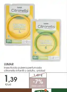Supermercados Plaza LUMAR Insecticida pulsera perfumada citronella infantil o adulto oferta
