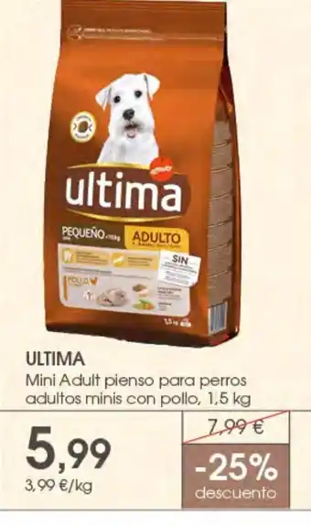 Supermercados Plaza ULTIMA Mini Adult pienso para perros adultos minis con pollo oferta