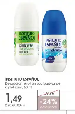 Supermercados Plaza INSTITUTO ESPAÑOL Desodorante roll on Lactoadvance o piel sana oferta