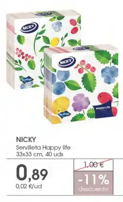 Supermercados Plaza NICKY Servilleta Happy life oferta