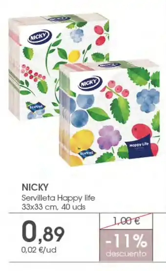 Supermercados Plaza NICKY Servilleta Happy life oferta