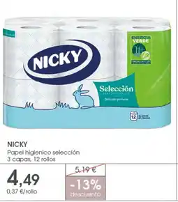 Supermercados Plaza NICKY Papel higienico selección 3 capas oferta