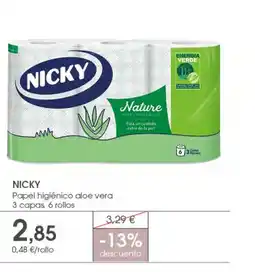 Supermercados Plaza NICKY Papel higiénico aloe vera oferta