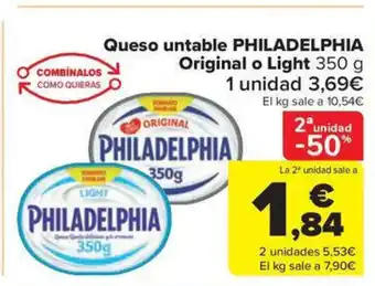 Carrefour Market PHILADELPHIA Queso untable Original o Light oferta