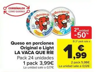 Carrefour Market LA VACA QUE RIE Queso en porciones Original o Light oferta