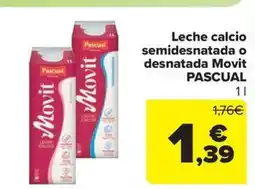 Carrefour Market PASCUAL Leche calcio semidesnatada o desnatada Movit oferta