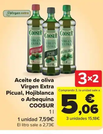 Carrefour Market COOSUR Aceite de oliva Virgen Extra Picual Hojiblanca o Arbequina oferta