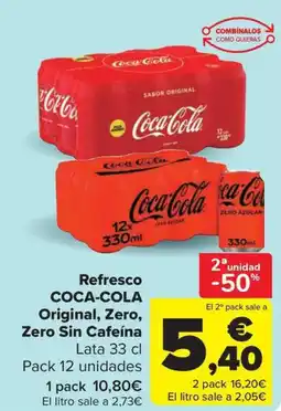 Carrefour Market COCA-COLA refresco Original Zero Zero Sin Cafeina oferta