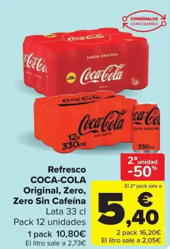 Carrefour Market COCA-COLA refresco Original Zero Zero Sin Cafeina oferta