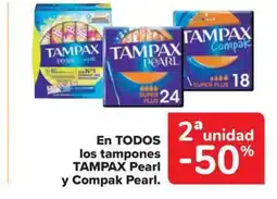 Carrefour Market TAMPAX En todos los tampones Pearl oferta