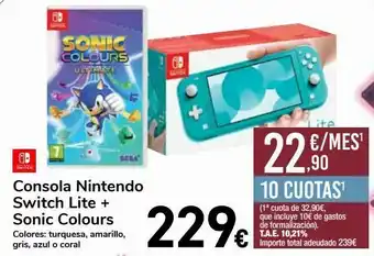 Carrefour Consola nintendo switch lite + sonic colours oferta