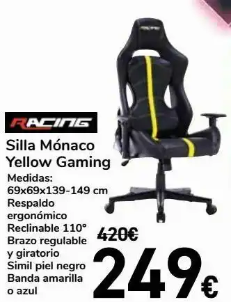 Carrefour Racing silla móncaco yellow gaming oferta