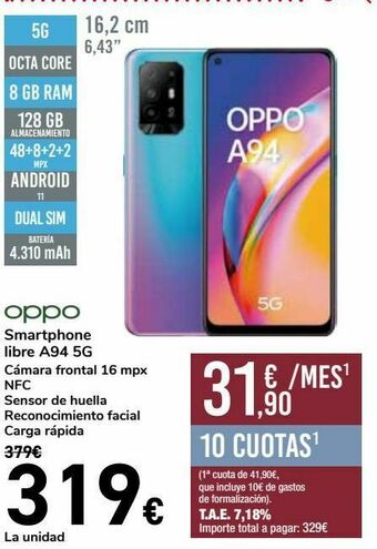 Carrefour Oppo smartphone libre a94 5g oferta