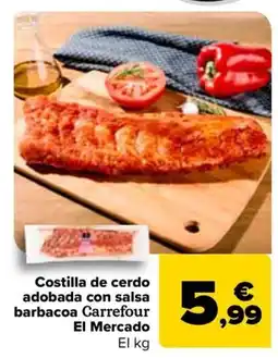 Carrefour Costilla de cerdo adobada con salsa barbacoa oferta