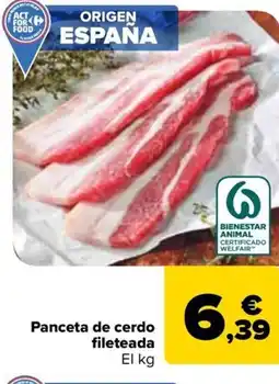 Carrefour Panceta de cerdo Panceta de cerdo fileteada El kg oferta