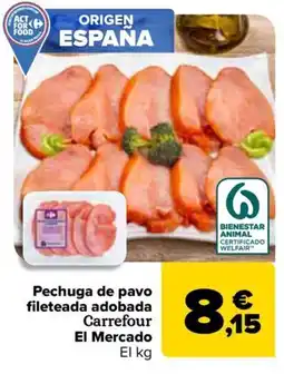 Carrefour Pechuga de pavo fileteada adobada oferta