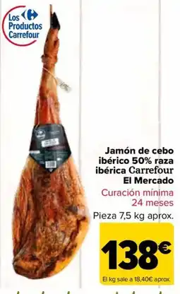 Carrefour Jamón de cebo ibérico 50% raza ibérica oferta