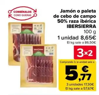 Carrefour IBERSIERRA Jamón o paleta de cebo de campo 50% raza ibérica oferta