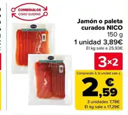 Carrefour NICO Jamón o paleta de curados oferta